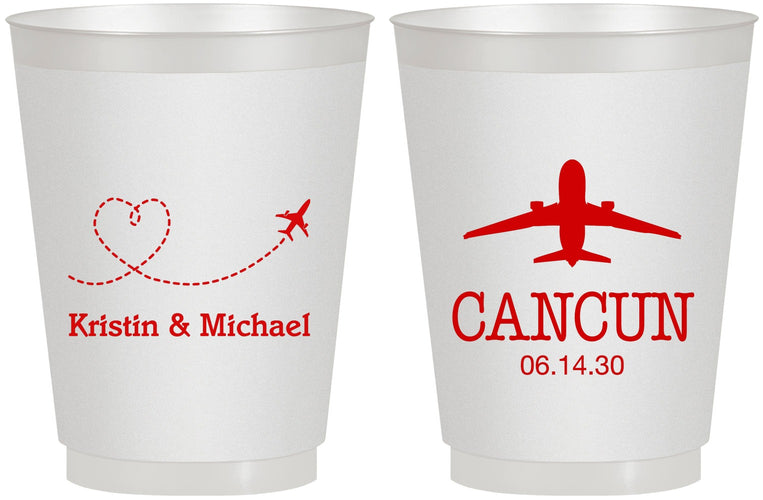 Personalized Wedding 16 oz Frosted Cups - Destination | 492