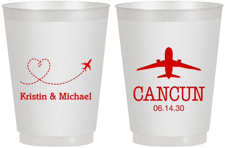 Personalized Wedding 16 oz Frosted Cups - Destination | 492