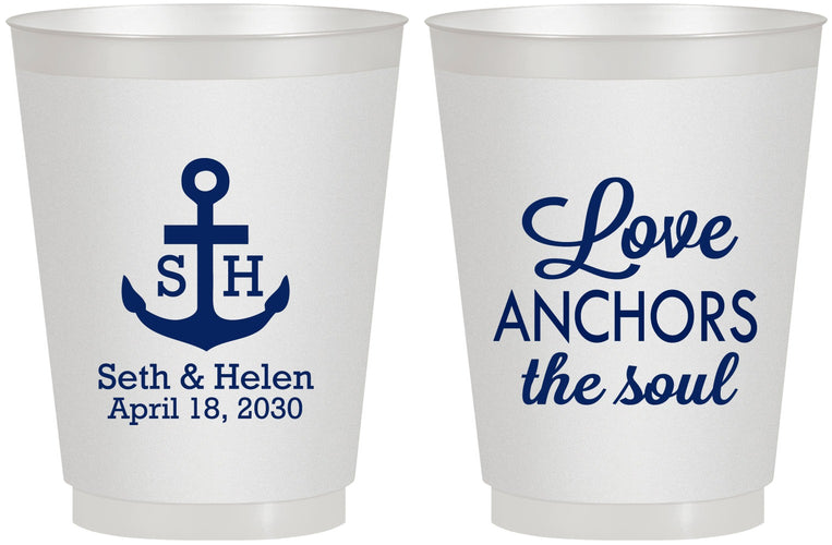 Personalized Wedding 16 oz Frosted Cups - Love Anchors The Soul | 494
