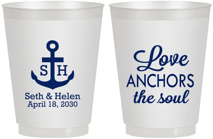 Personalized Wedding 16 oz Frosted Cups - Love Anchors The Soul | 494