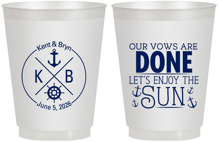 Personalized Wedding 16 oz Frosted Cups - Nautical | 495