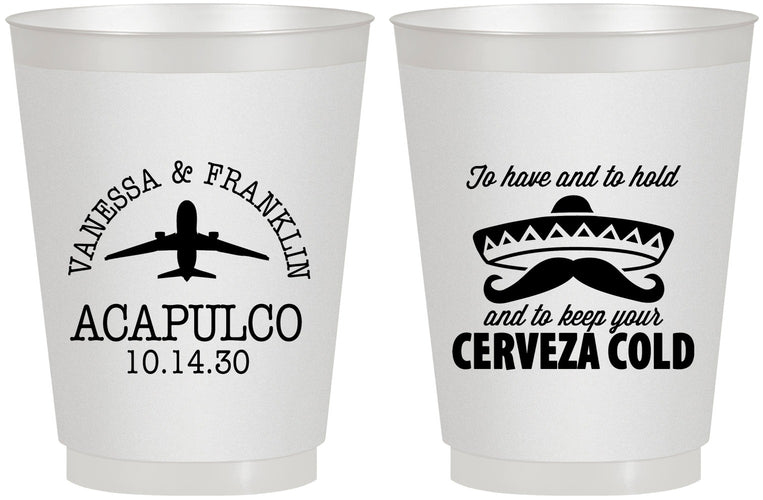 Personalized Wedding 16 oz Frosted Cups - Destination | 496
