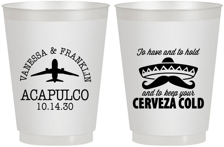 Personalized Wedding 16 oz Frosted Cups - Destination | 496