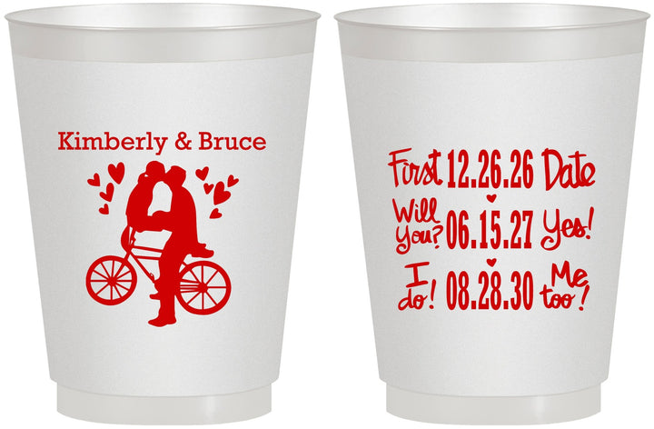 Personalized Wedding 16 oz Frosted Cups - First Date Will You I Do | 497