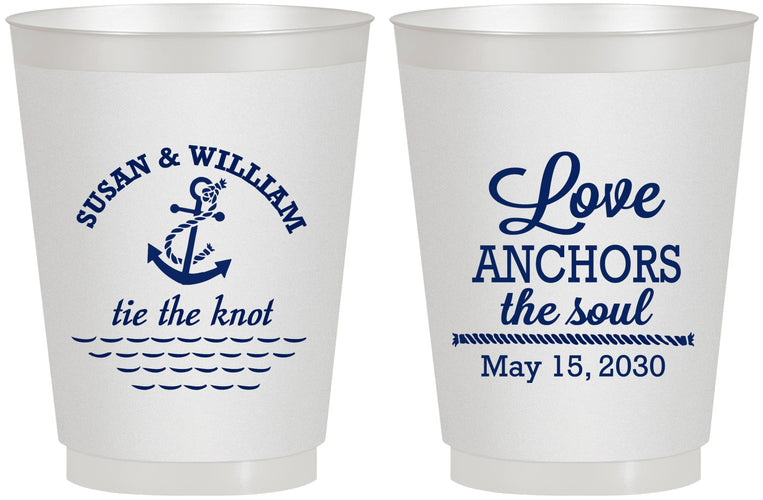 Personalized Wedding 16 oz Frosted Cups - Love Anchors The Soul | 498