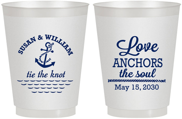 Personalized Wedding 16 oz Frosted Cups - Love Anchors The Soul | 498