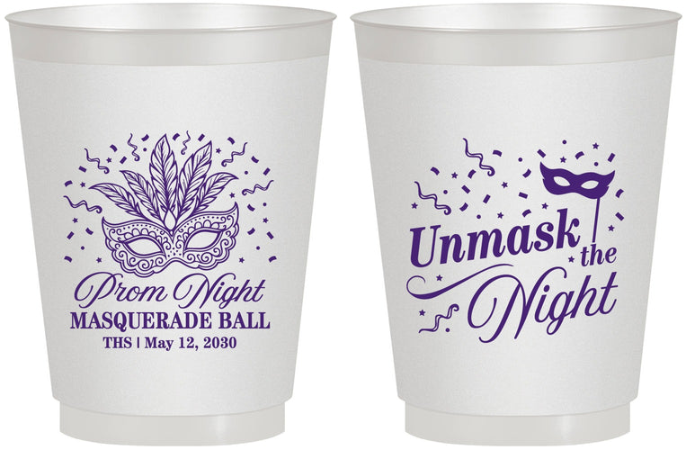 Personalized Prom 16 oz Frosted Cups - Masquerade Ball | 50011