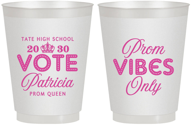 Personalized Prom 16 oz Frosted Cups - Queen Vote | 50017