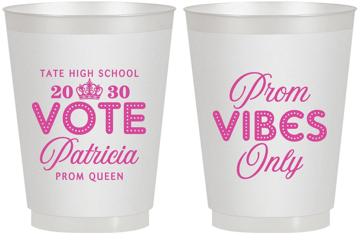 Personalized Prom 16 oz Frosted Cups - Queen Vote | 50017