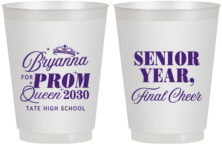 Personalized Prom 16 oz Frosted Cups - Queen Vote | 50018