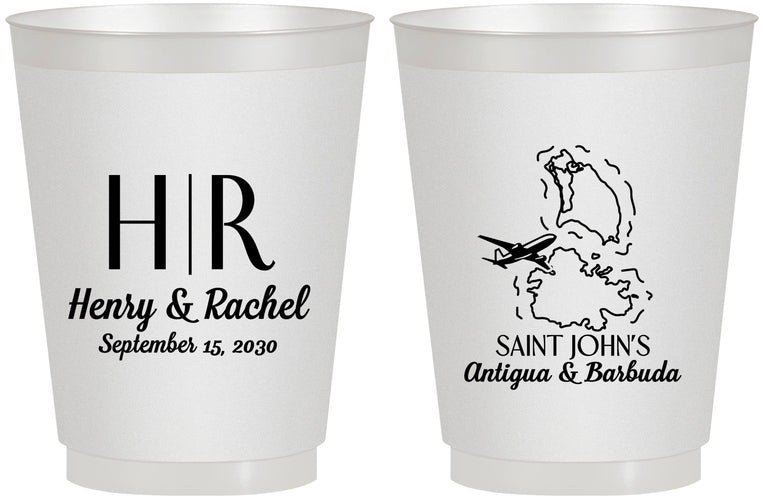 Personalized Wedding 16 oz Frosted Cups - Antigua And Barbuda | 502