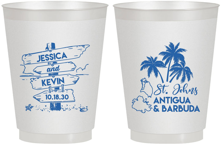 Personalized Wedding 16 oz Frosted Cups - Antigua And Barbuda | 503