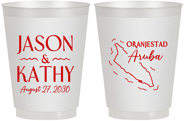 Personalized Wedding 16 oz Frosted Cups - Aruba | 504