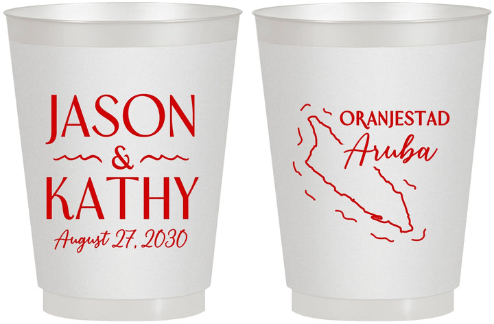 Personalized Wedding 16 oz Frosted Cups - Aruba | 504