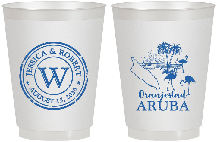 Personalized Wedding 16 oz Frosted Cups - Aruba | 505