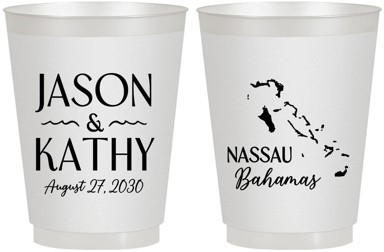 Personalized Wedding 16 oz Frosted Cups - Bahamas | 506