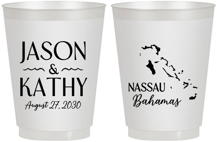 Personalized Wedding 16 oz Frosted Cups - Bahamas | 506