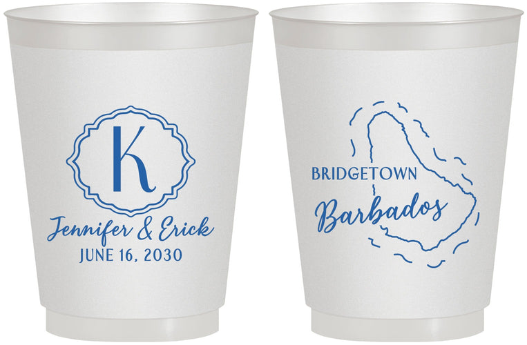 Personalized Wedding 16 oz Frosted Cups - Barbados | 508