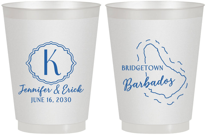 Personalized Wedding 16 oz Frosted Cups - Barbados | 508
