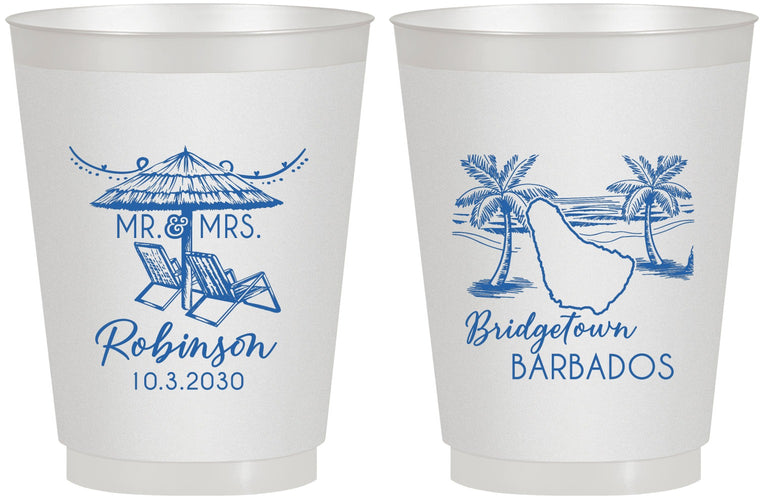 Personalized Wedding 16 oz Frosted Cups - Barbados | 509