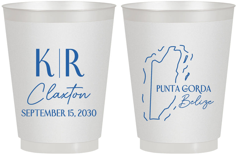 Personalized Wedding 16 oz Frosted Cups - Belize | 510