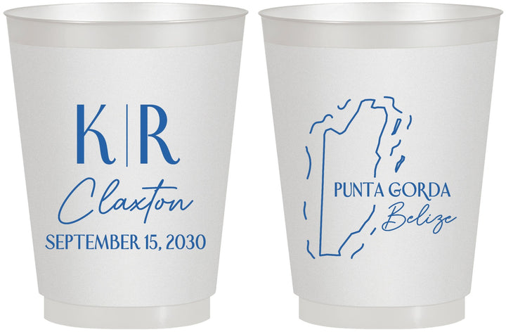 Personalized Wedding 16 oz Frosted Cups - Belize | 510