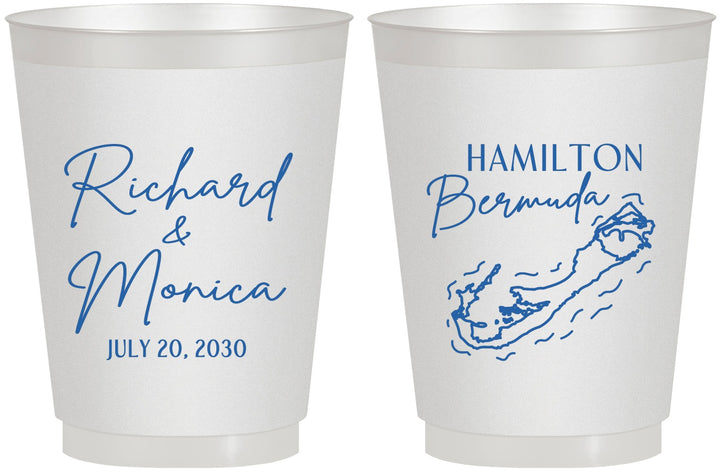Personalized Wedding 16 oz Frosted Cups - Bermuda | 512