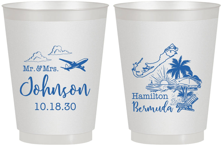 Personalized Wedding 16 oz Frosted Cups - Bermuda | 513