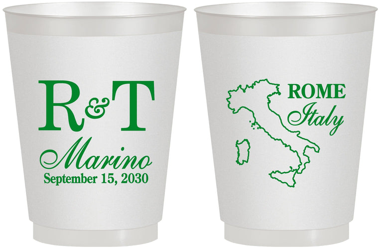 Personalized Wedding 16 oz Frosted Cups - Italy | 514
