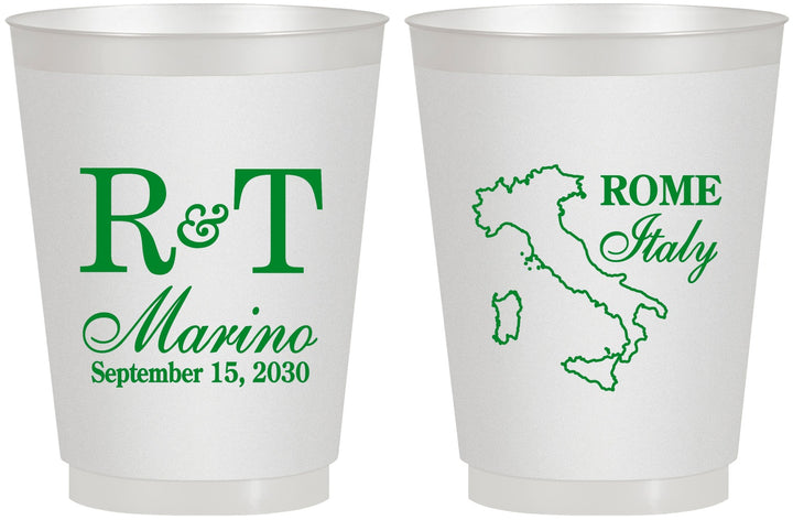 Personalized Wedding 16 oz Frosted Cups - Italy | 514