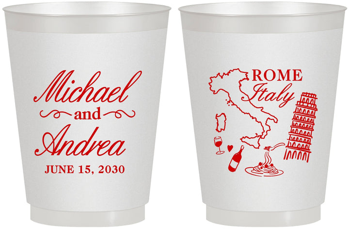 Personalized Wedding 16 oz Frosted Cups - Italy | 515