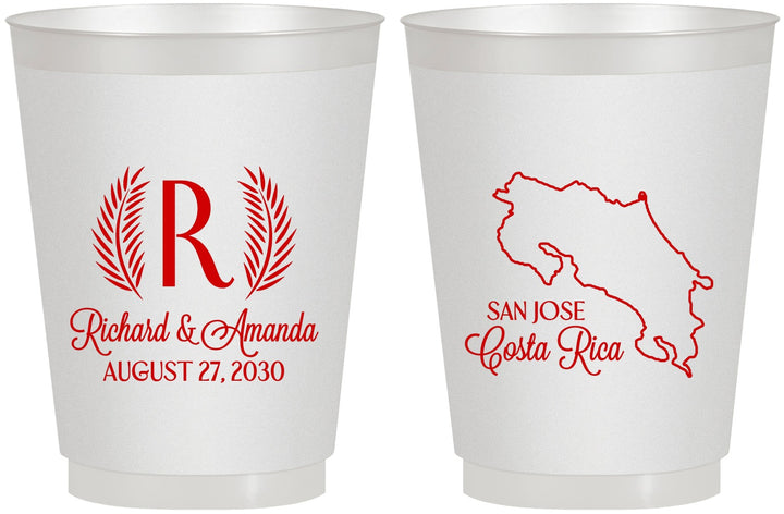 Personalized Wedding 16 oz Frosted Cups - Costa Rica | 518