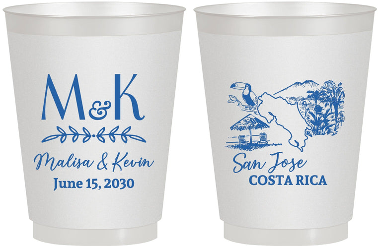 Personalized Wedding 16 oz Frosted Cups - Costa Rica | 519