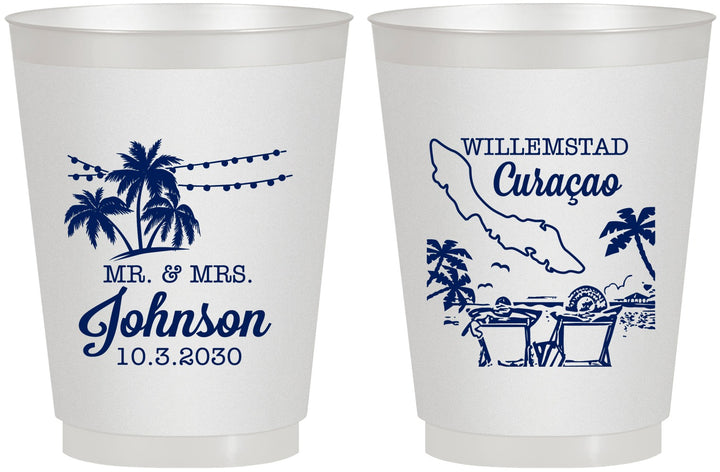 Personalized Wedding 16 oz Frosted Cups - Curacao | 521