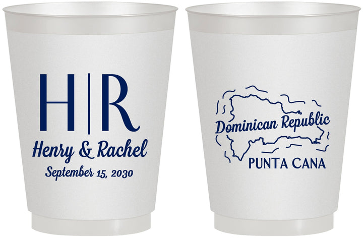 Personalized Wedding 16 oz Frosted Cups - Domincan Republic | 522
