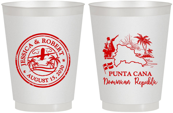 Personalized Wedding 16 oz Frosted Cups - Domincan Republic | 523