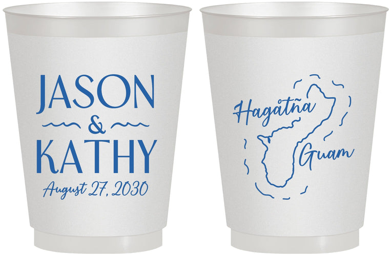 Personalized Wedding 16 oz Frosted Cups - Guam | 526