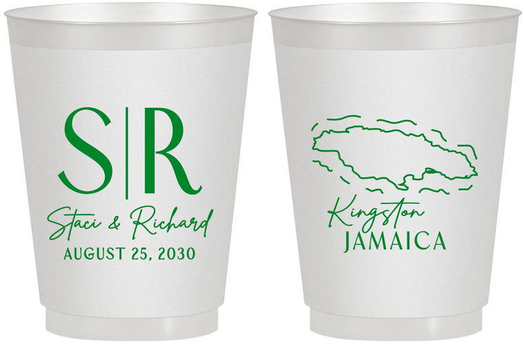 Personalized Wedding 16 oz Frosted Cups - Jamaica | 530
