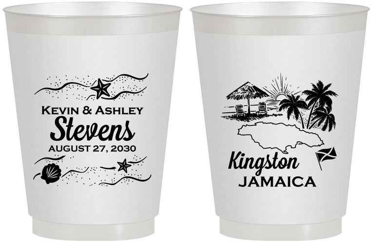 Personalized Wedding 16 oz Frosted Cups - Jamaica | 531