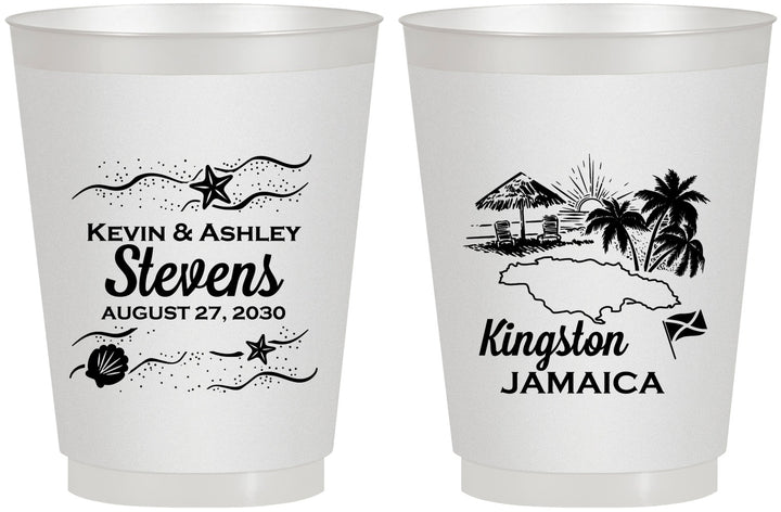 Personalized Wedding 16 oz Frosted Cups - Jamaica | 531