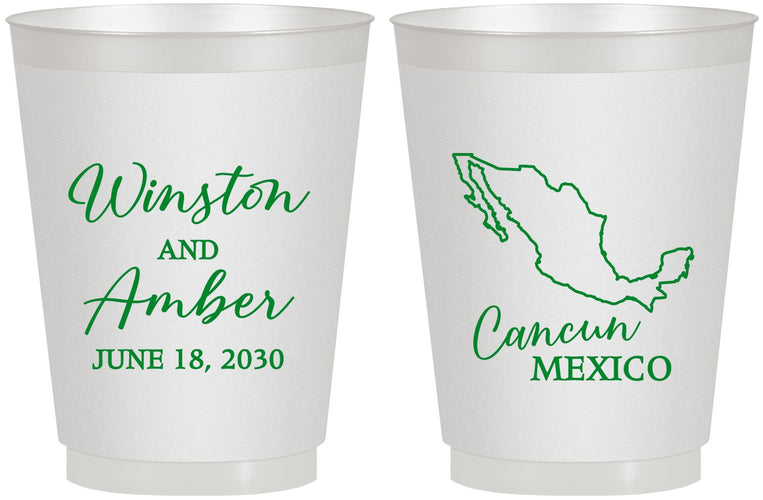 Personalized Wedding 16 oz Frosted Cups - Mexico | 534
