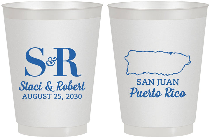 Personalized Wedding 16 oz Frosted Cups - Puerto Rico | 538