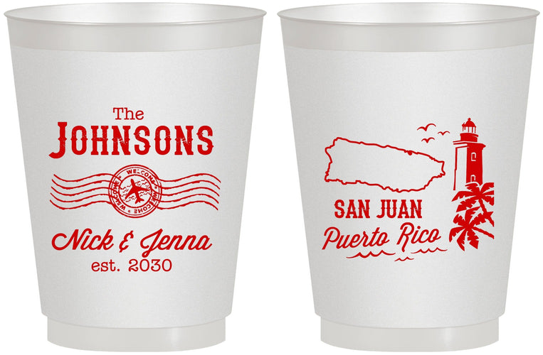 Personalized Wedding 16 oz Frosted Cups - Puerto Rico | 539
