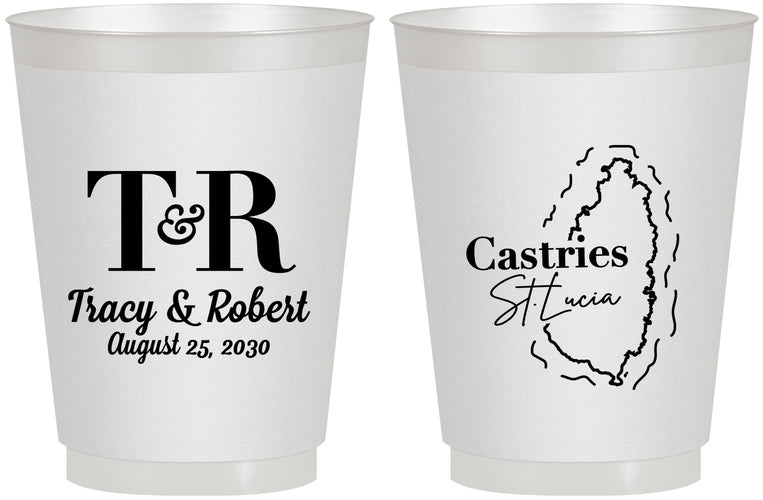 Personalized Wedding 16 oz Frosted Cups - St Lucia | 540
