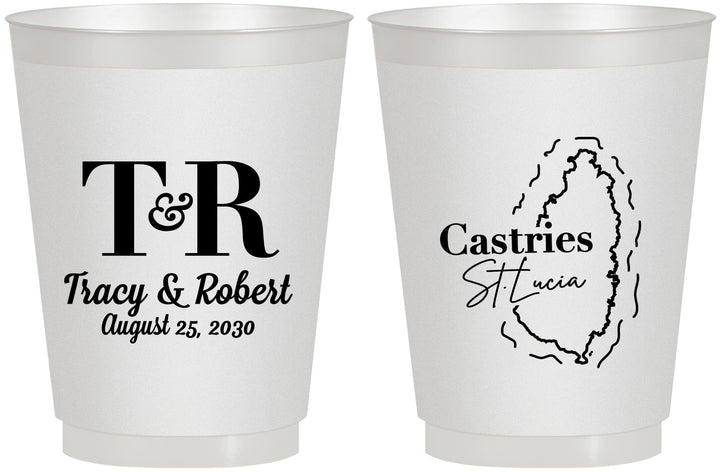 Personalized Wedding 16 oz Frosted Cups - St Lucia | 540
