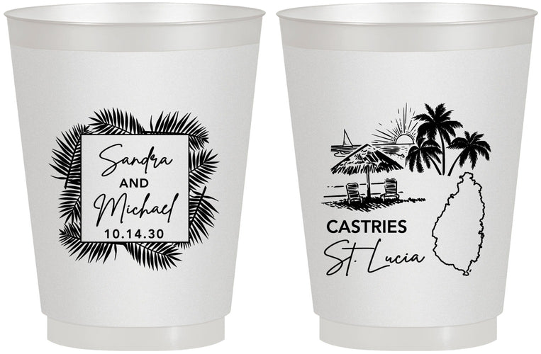 Personalized Wedding 16 oz Frosted Cups - St Lucia | 541