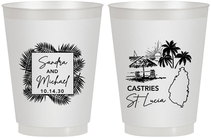 Personalized Wedding 16 oz Frosted Cups - St Lucia | 541
