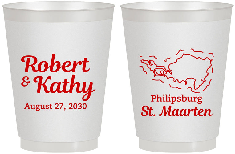 Personalized Wedding 16 oz Frosted Cups - St Maarten | 542