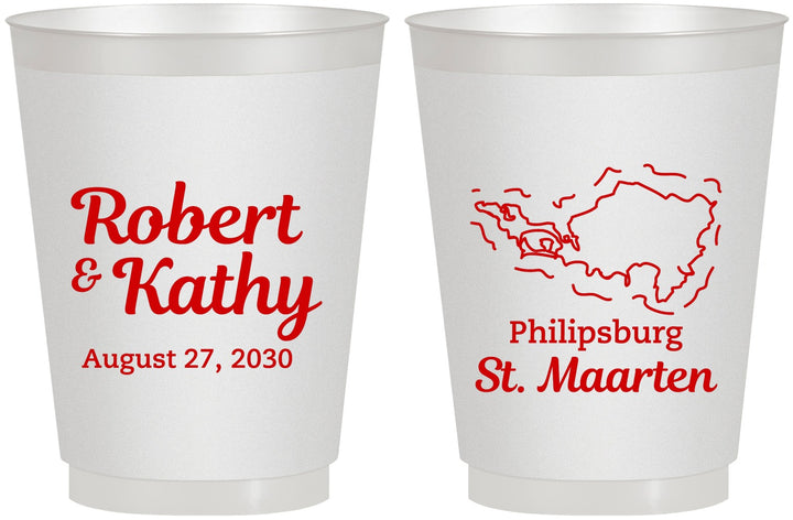 Personalized Wedding 16 oz Frosted Cups - St Maarten | 542