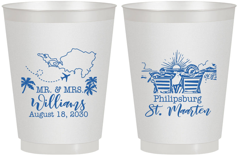 Personalized Wedding 16 oz Frosted Cups - St Maarten | 543